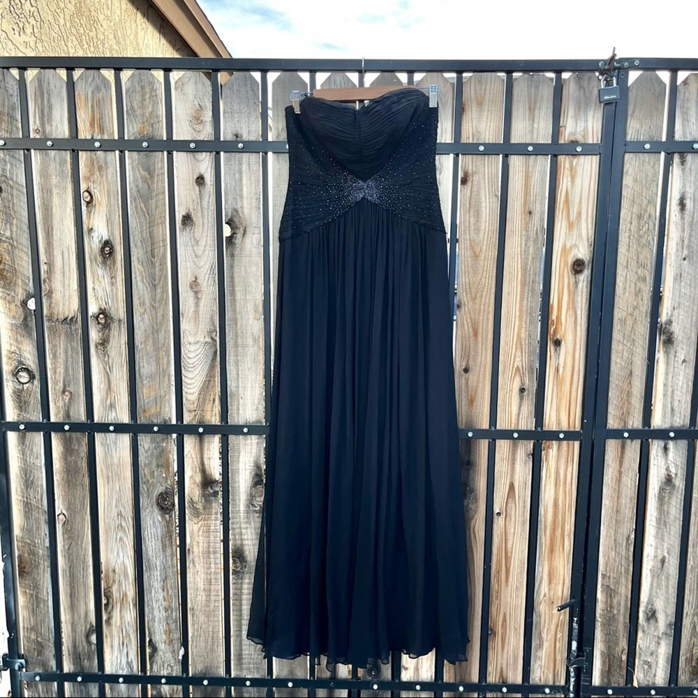 BCBGMAZAZRIA Black Silk Beaded Maxi Dress